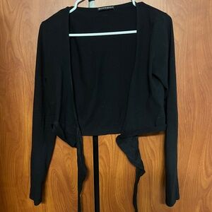 Black Brandy long sleeve tie wrap top